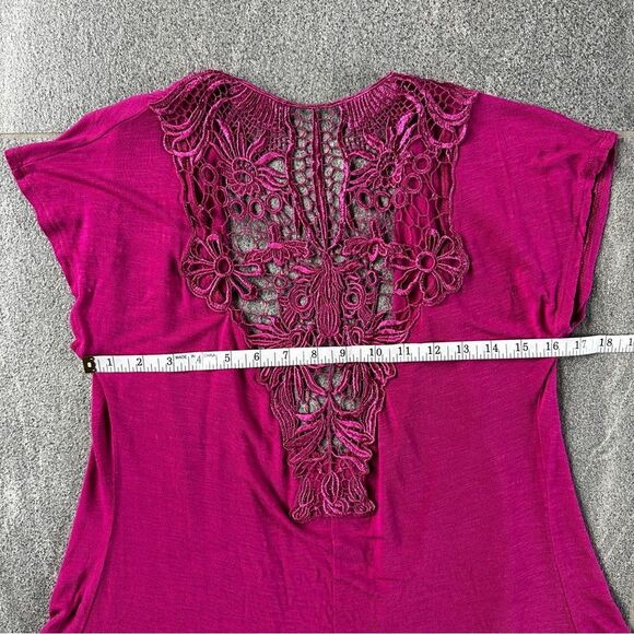 EUC Eyelash Couture Short Cap Sleeve Open Cardigan Pockets Lace Back Cut Out S - Picture 10 of 14